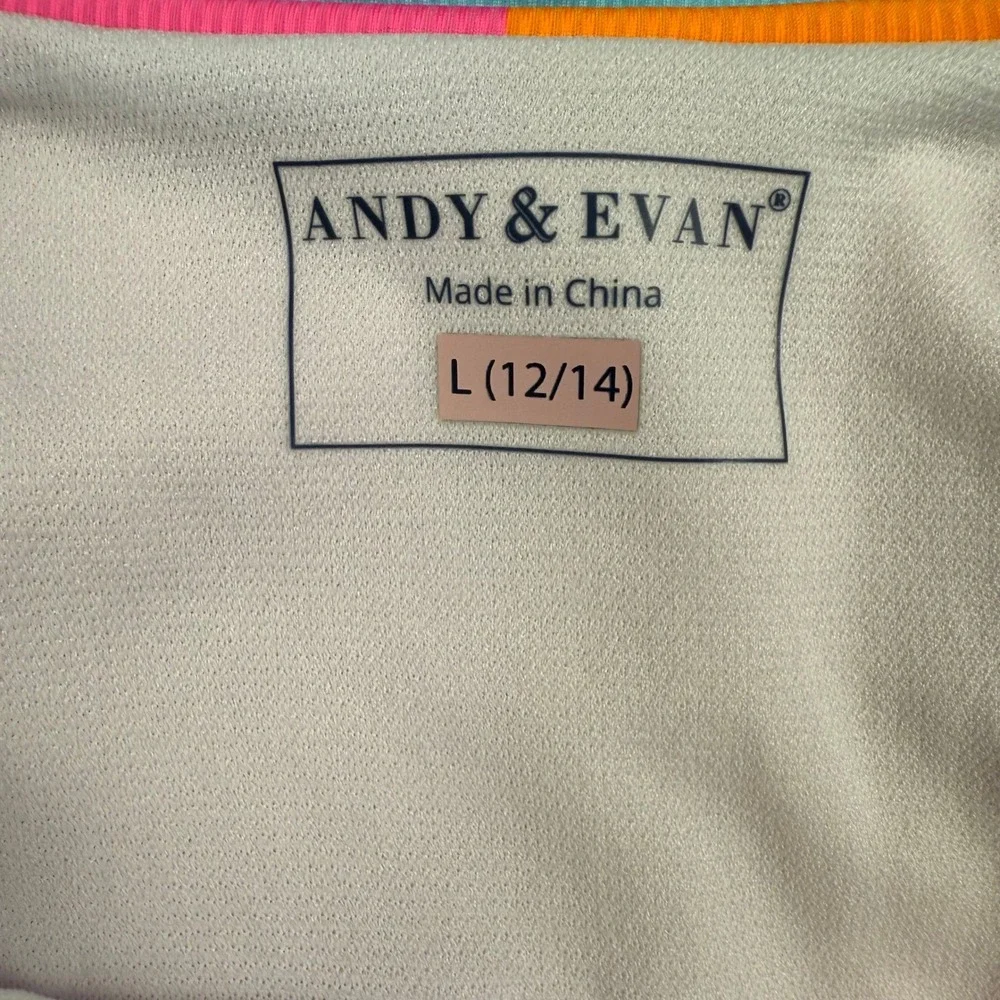 ANDY &‎ EVAN Girls Color Block One Piece Swimsuit UPF 50+ Size L 12/14 NWT